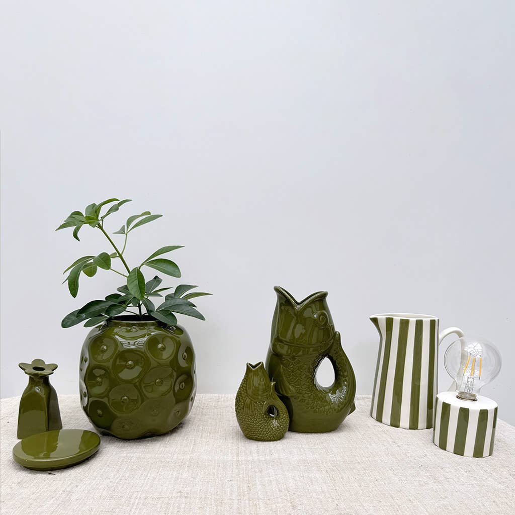 Vase pichet poisson gm kaki L16,5 P11 H25,3cm