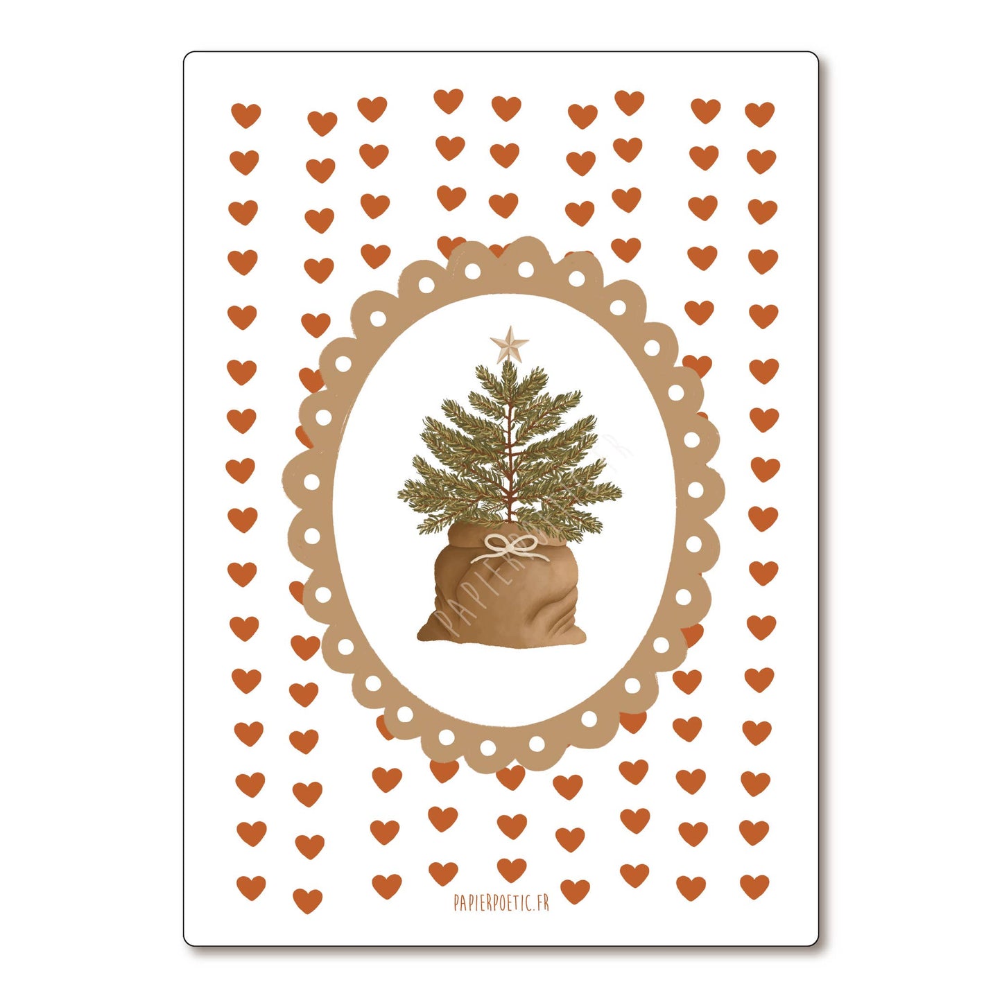 Carte Postale / Card "Médaillon sapin de Noël" rayures