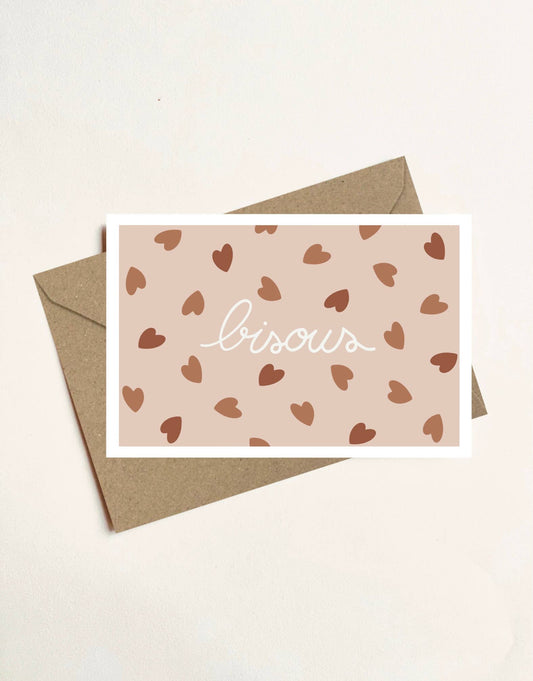 Carte - Bisous coeurs