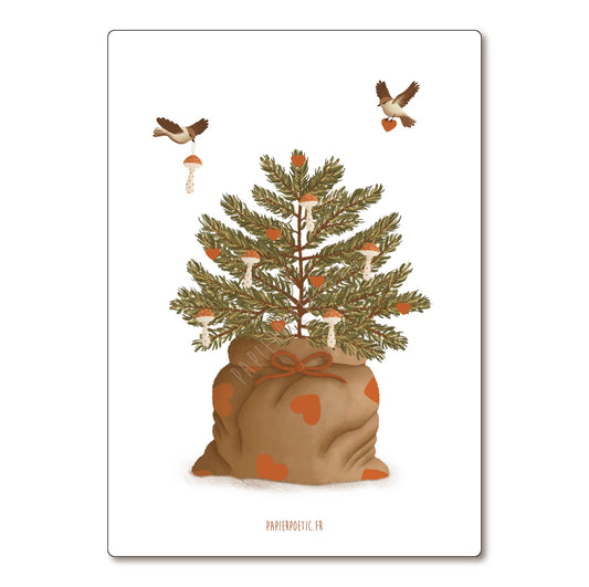 Carte Postale / Card "Sapin de Noël des oiseaux"
