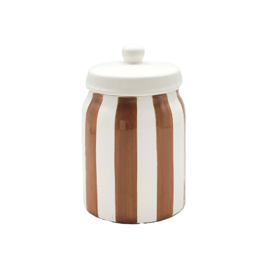 Boîte pot rayure marron L10,5 P110,5 H16,5cm