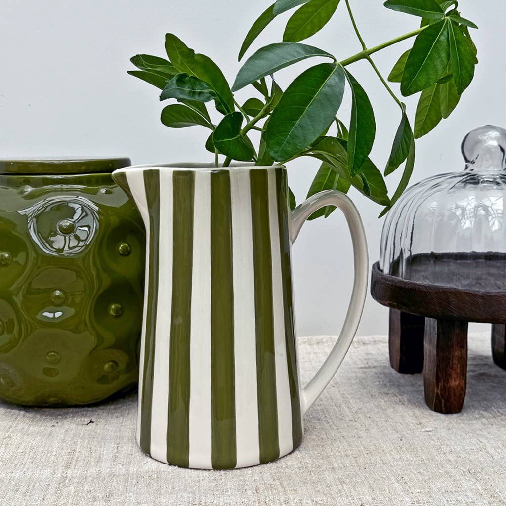 Pichet rayure gm kaki L17,8 P12,5 H21,3cm