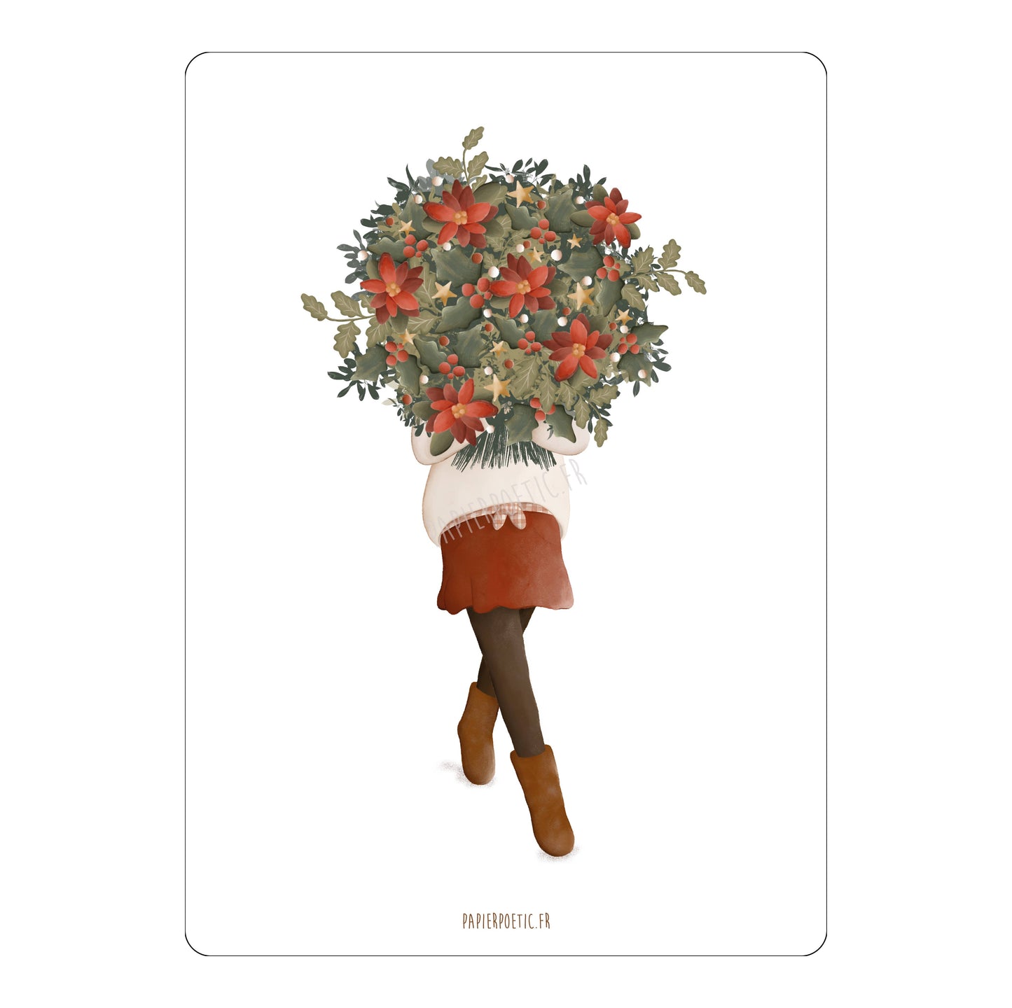Carte Postale / Card "La fille au bouquet" hiver