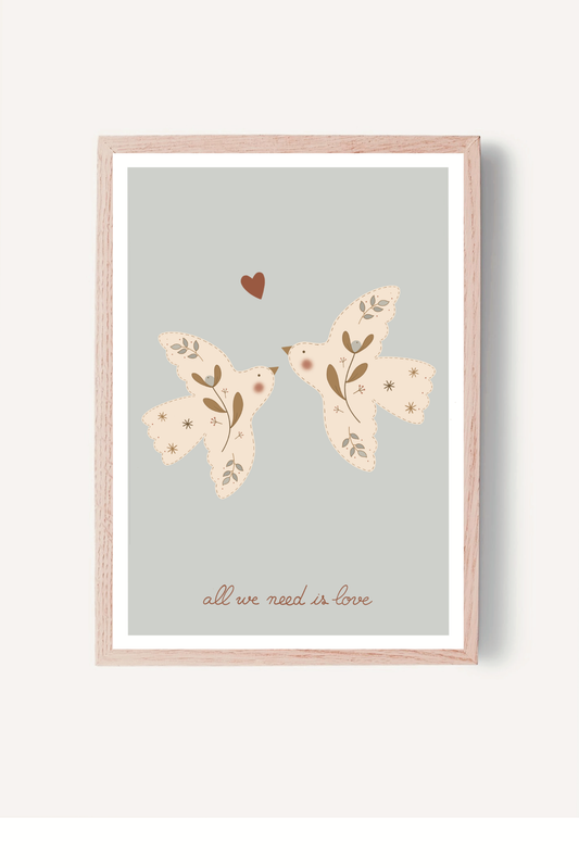 Affiche A4/A3 - Lovely birds 
