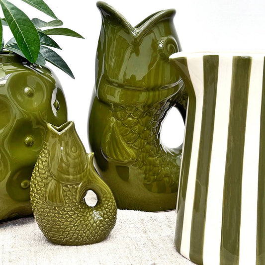 Vase pichet poisson gm kaki L16,5 P11 H25,3cm