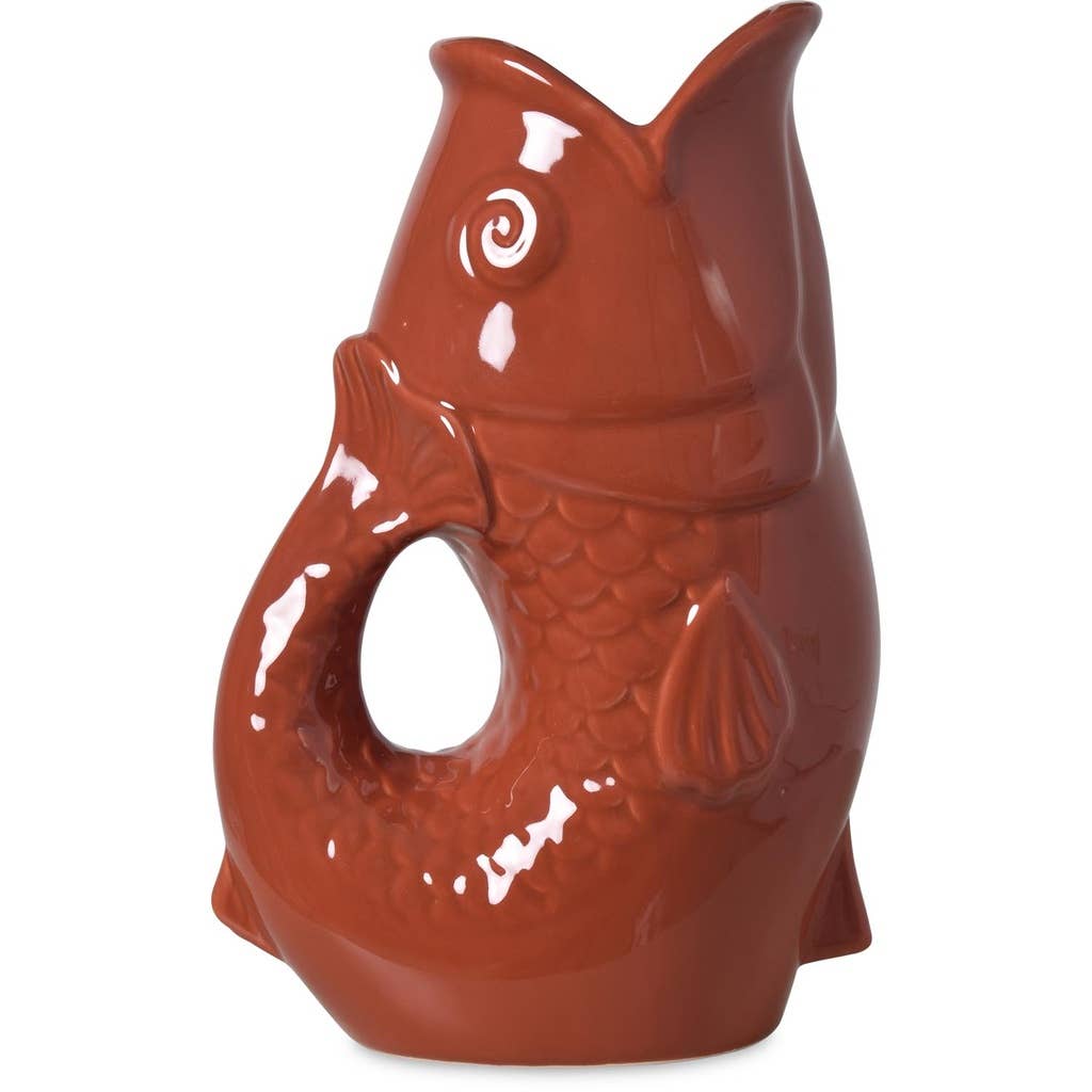 Vase pichet poisson gm terracotta L16,5 P11 H25,3cm