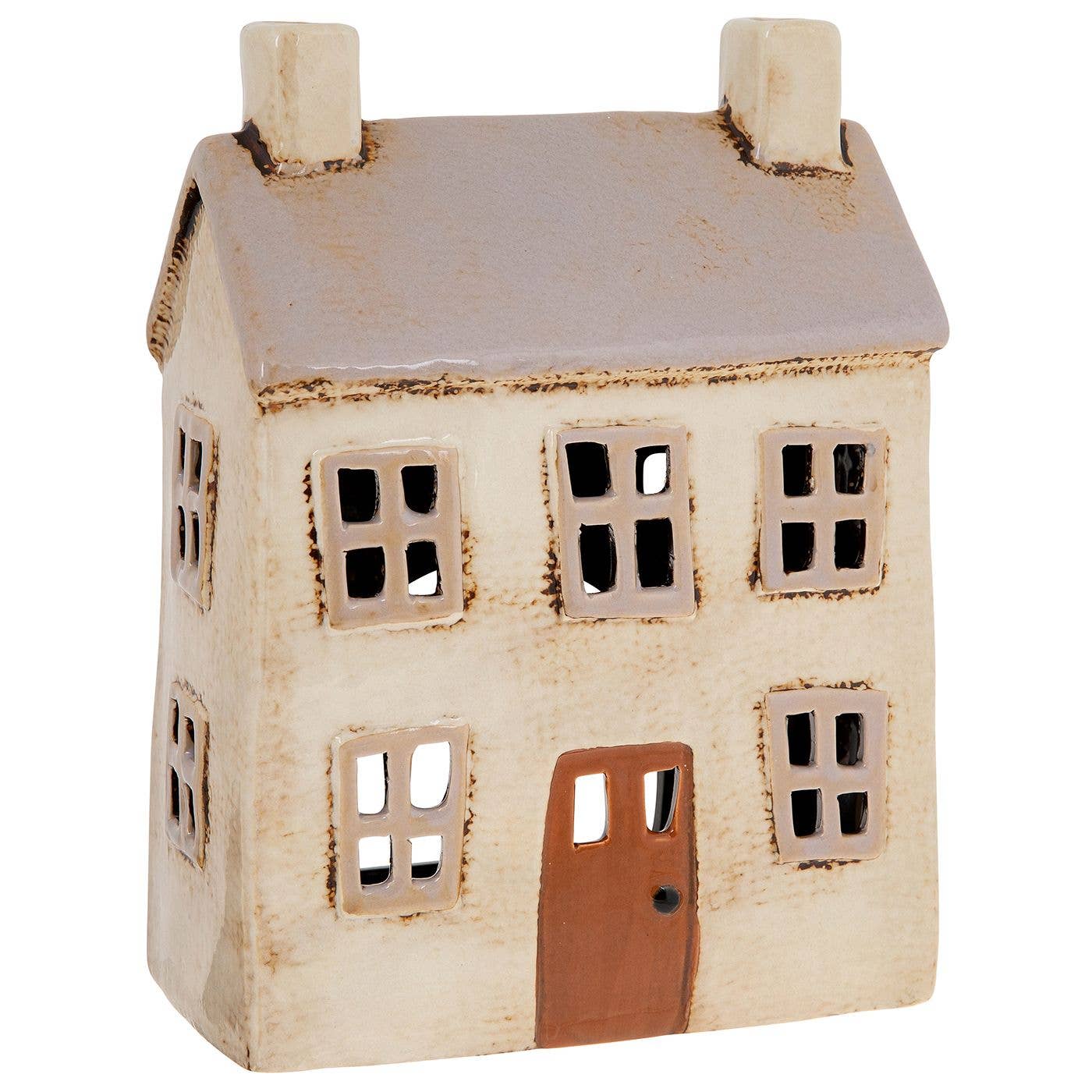 Grand photophore Village Pottery gris clair pour maison