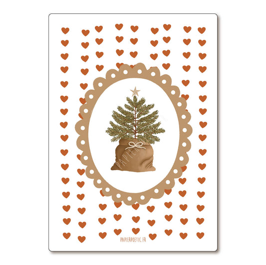 Carte Postale / Card "Médaillon sapin de Noël" rayures