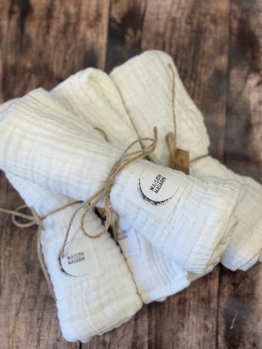 Lot de 4 serviettes en gaze de coton